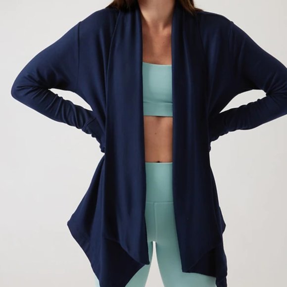 ATHLETA NAVY POCKETS NIRVANA PRANAYAMA RESTORE WRAP CARDIGAN - Picture 1 of 10